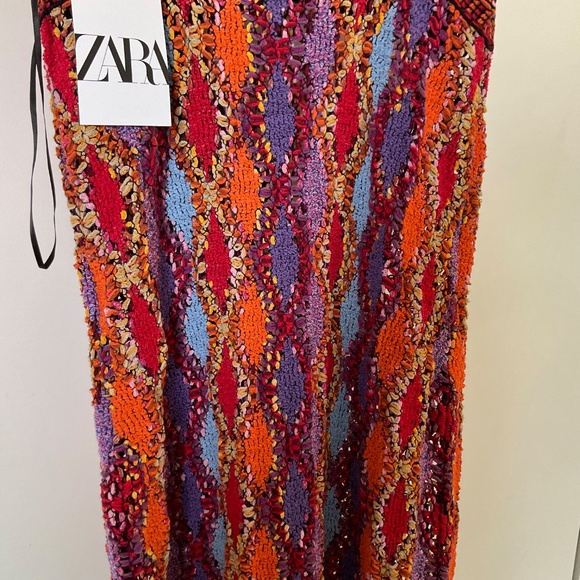 Gorgeous multicoloured crochet dress from Zara with fringe - Picture 4 of 16
